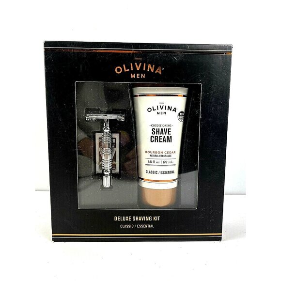 Olivina Men Deluxe Shaving Kit Classic Essential Boxed Set Shave Cream & Razor - Picture 3 of 6